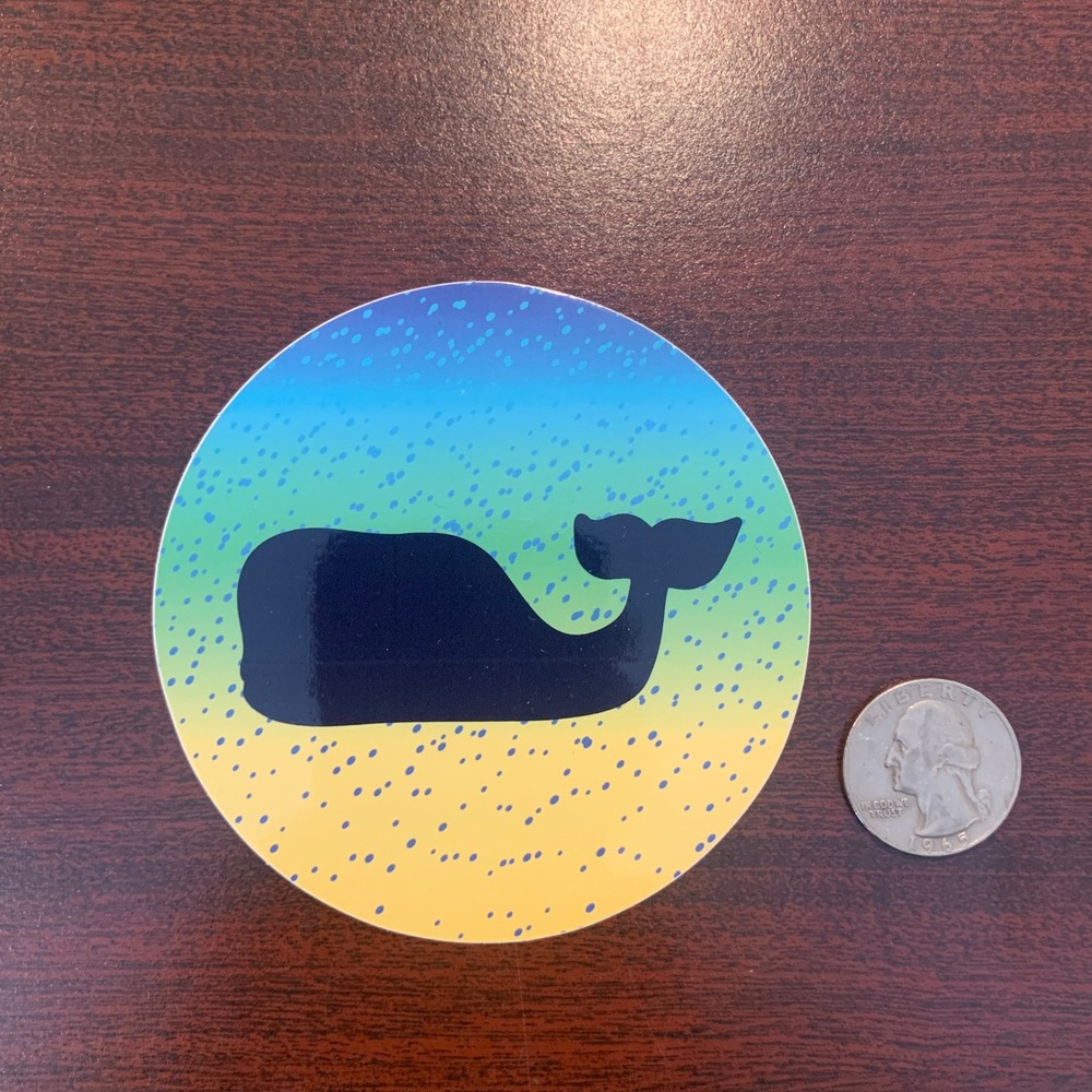 Vineyard Vines Whale Logo Circular Sticker Blue Green Yellow Gradient Decal 3.5"